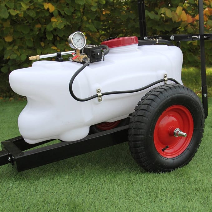 Getrokken sproeiwagen - groen - 60 l - met 6 sproeikoppen