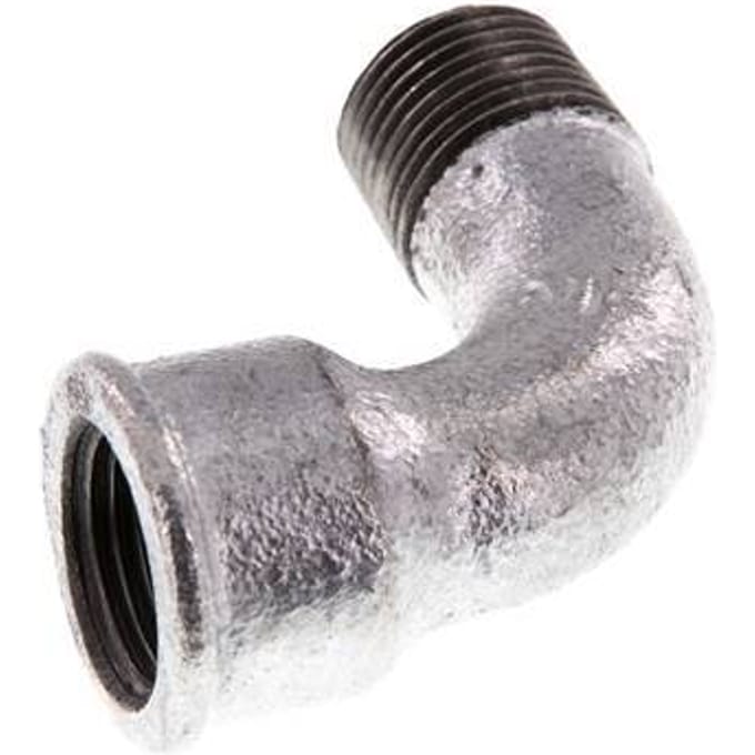 90° L-Koppeling 1/2'' Buitendraad R X Binnendraad Rp Kort Gietijzer 25bar [2 Stuks]