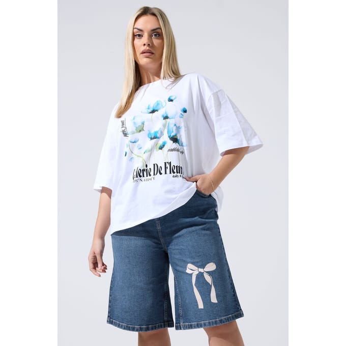 Limited Collection Blauwe Korte Spijkerbroek Met Strik Size 48