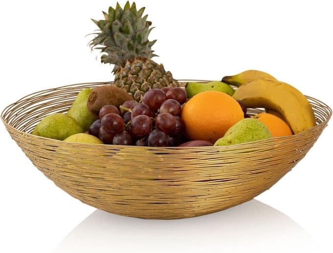 Parya Home - Fruitschaal Rond - Diameter 30 cm - Goud - Metaal