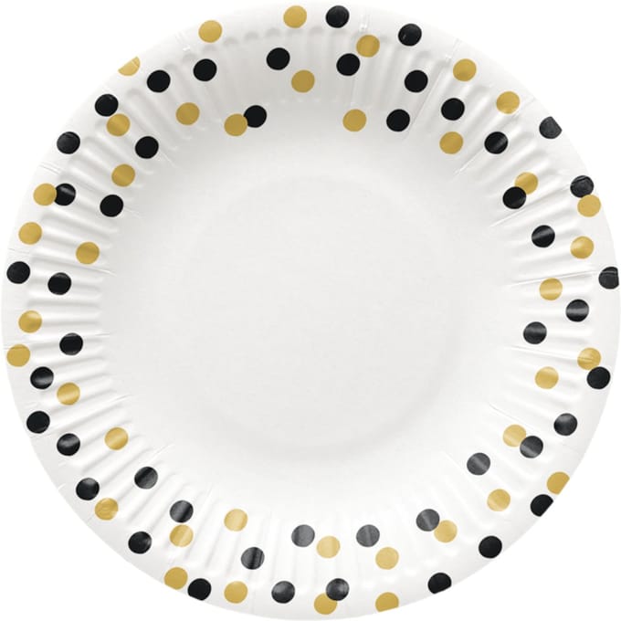 PAW - Papieren bordjes - 18 cm - Confetti Gold-black