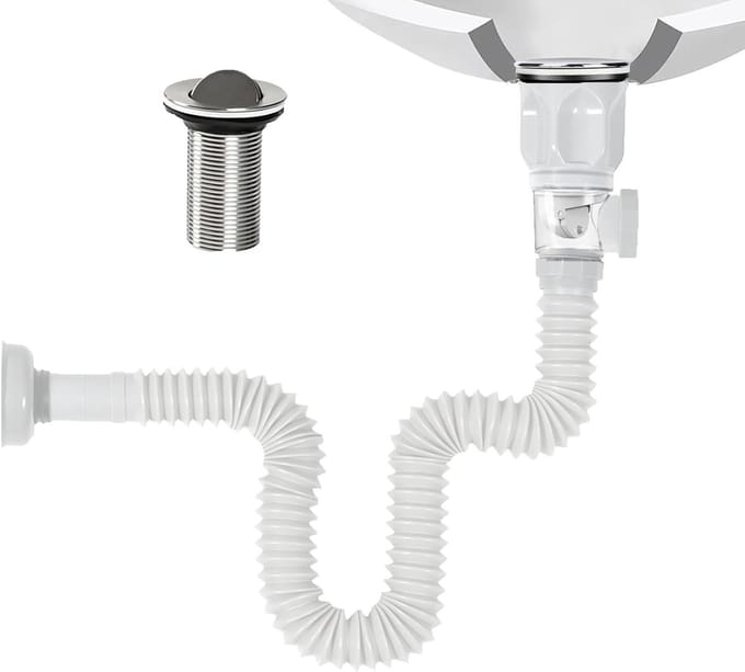Sifonafvoer set 1-1/2 inch - Flexibele afvoerslang 300-1000mm - Wit - Effectieve geurpreventie - ShopVlot