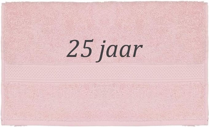 Handdoek - 25 jaar - 100x50cm - Roze