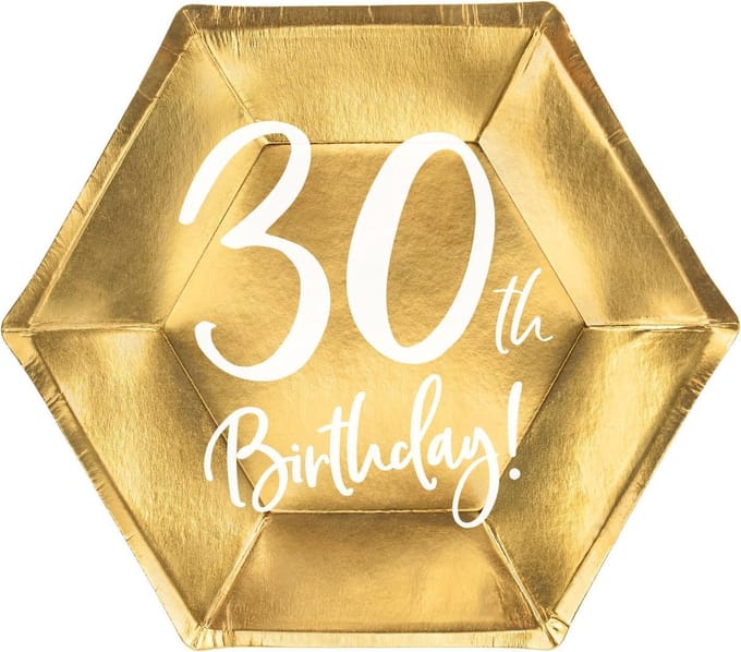 Borden 30th birthday goud (6 stuks)