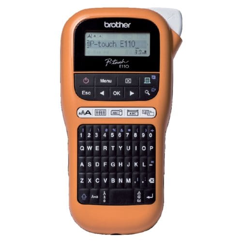 Labelprinter Brother P-touch TZe PT-E110VP draagbaar qwerty 12mm oranje