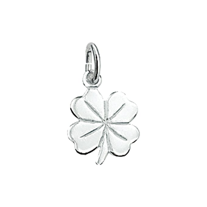 Hanger Klavertje Zilver Wit