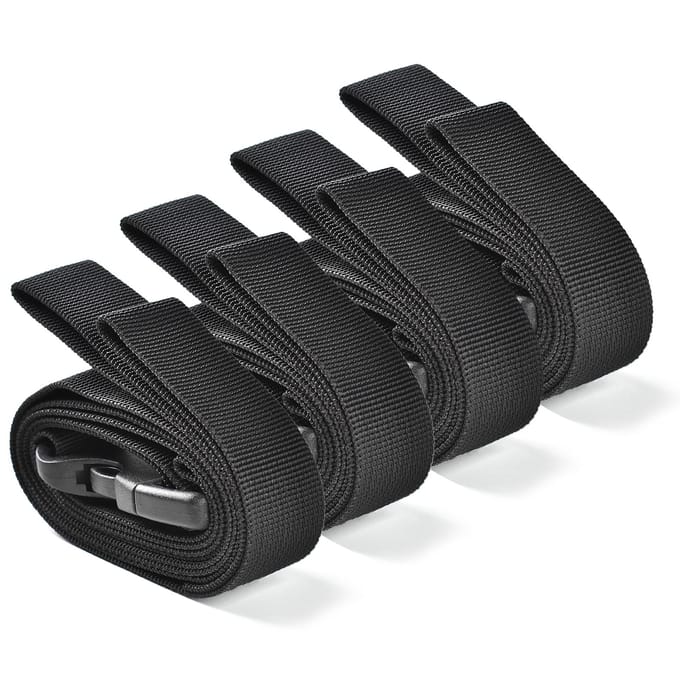 4 paquets 53X1 pouces sangle utilitaire réglable Outddor Camping bagages sangles d'emballage avec 4 noir
