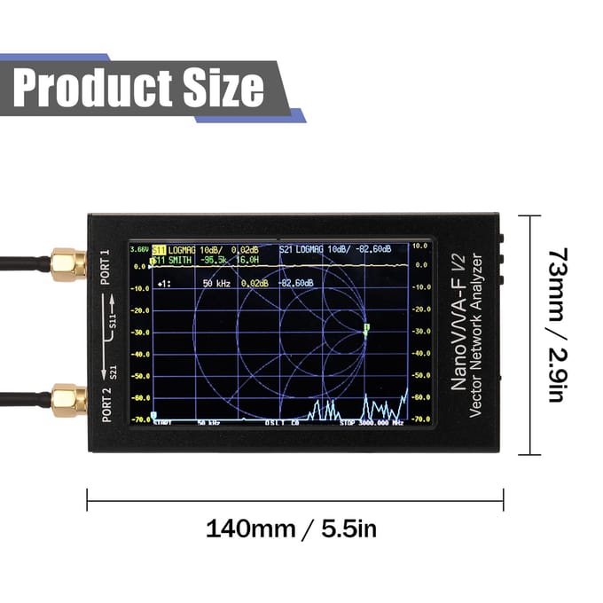 4,3 inch IPS LCD-scherm Vector netwerkanalysator SAA-2 antenneanalysator Korte golven HF VHF UHF zwart