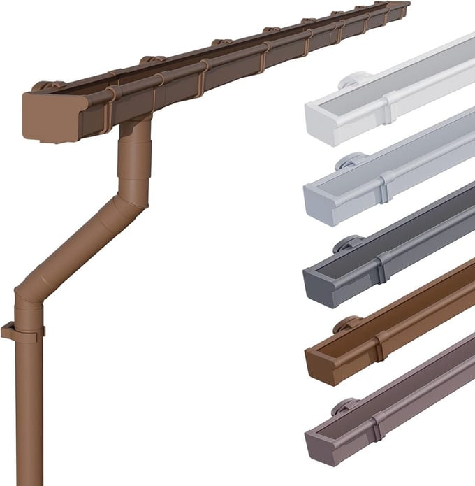 Dakgootset voor tuinhuis 68mm 4m Bruin