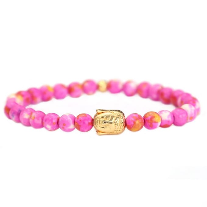 Love Ibiza Buddha bracelet pink gold stone