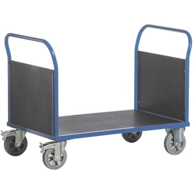 Plateauwagen met 2 wanden, 1000 x 700 mm, draagvermogen 1.200 kg