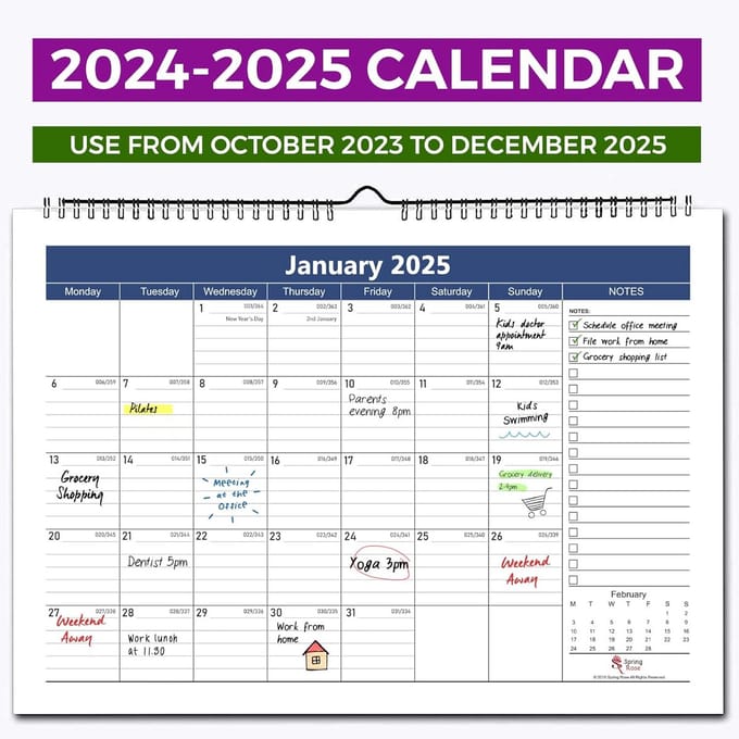 Wand- en Bureaukalender 2020 & 2021 - 2 Jaar Planner voor Kantoor en Thuis