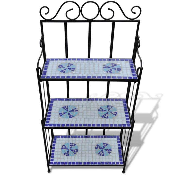 vidaXL - Plantenstandaard - mozaïekpatroon - blauw - wit