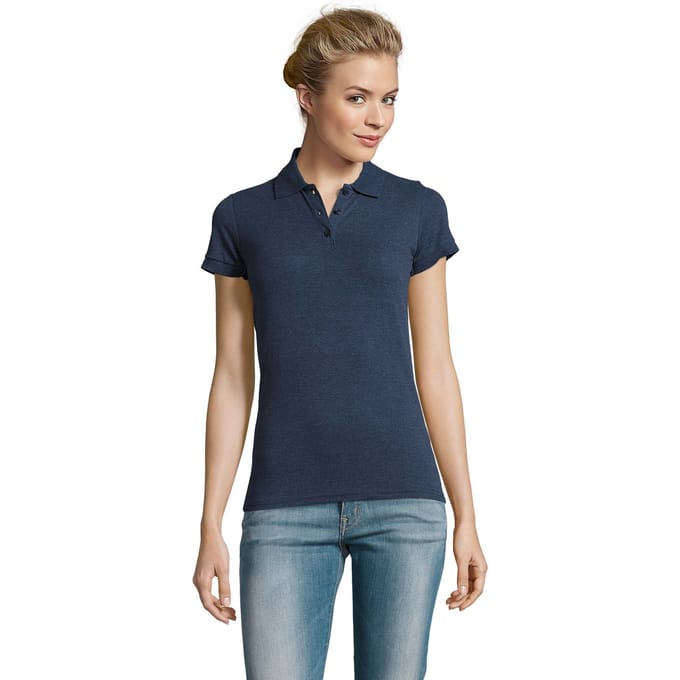SOLS Dames/Dames Perfect Melange Poloshirt (Denim Heather)