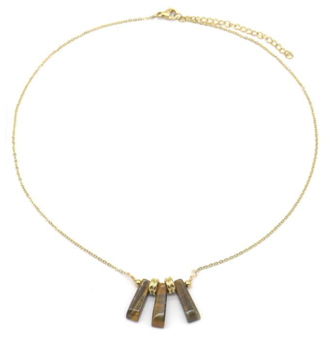 Ketting Tijgeroog - RVS - Lengte 39-44 cm - Goudkleurig