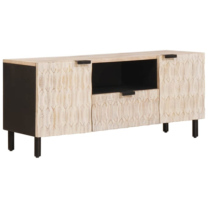 vidaXL - TV - Kast - Witte - Was - Afwerking - 105 - x - 33 - x - 46 - cm - Massief - Mango - Hout