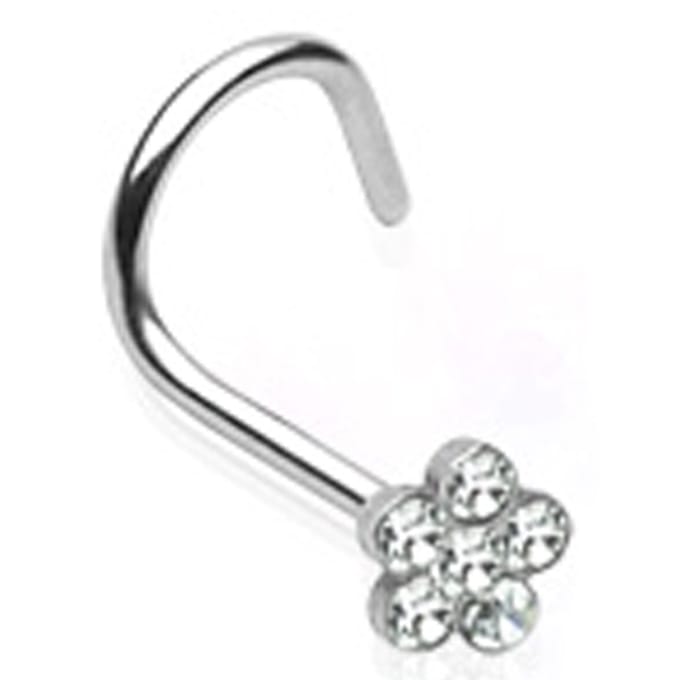 Neuspiercing U-bocht bloem 0.8x6x4 - wit - LMPiercings