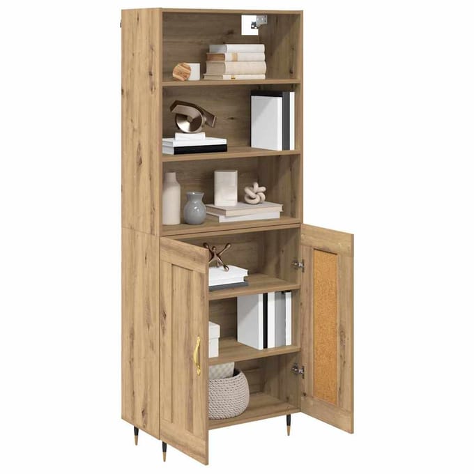 vidaXL - Highboard - Artisan - Eiken - 69,5 - x - 34 - x - 180 - cm - Bewerkt - hout