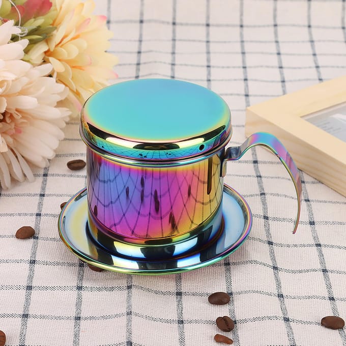 Porte-filtre à café portable en acier inoxydable pour la maison, réutilisable, cafetière à goutte blue