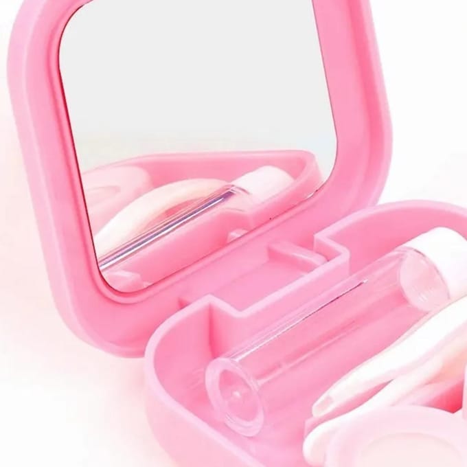 Lenzenbakje Plastic Lekvrij Stofdicht Draagbaar Vierkant Lenzenbakje Roze roze