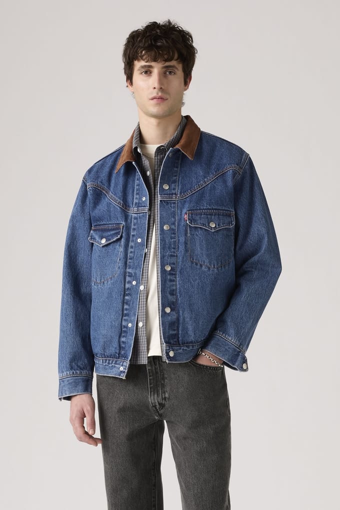 Levi's Western Shorthorn Trucker Jacket Blue Maat: M | Spijkerjassen Outlet | Heren | Blauw