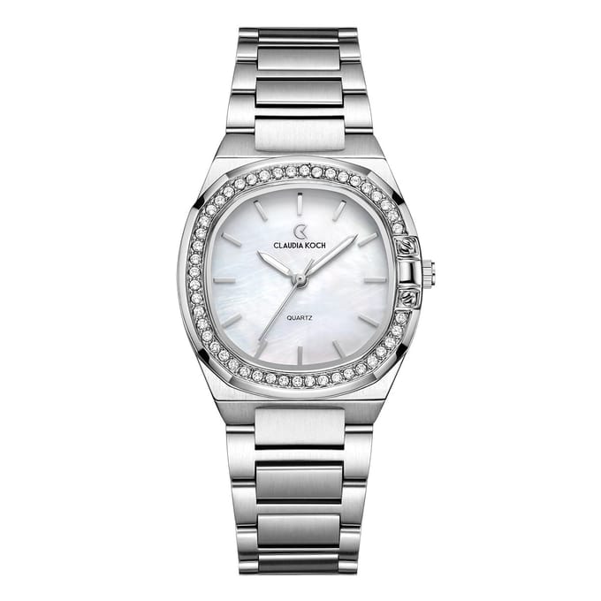 CK Aurora – Silver with Curved Square Dial & Stone Accents - ClaudiaKoch CK 4321