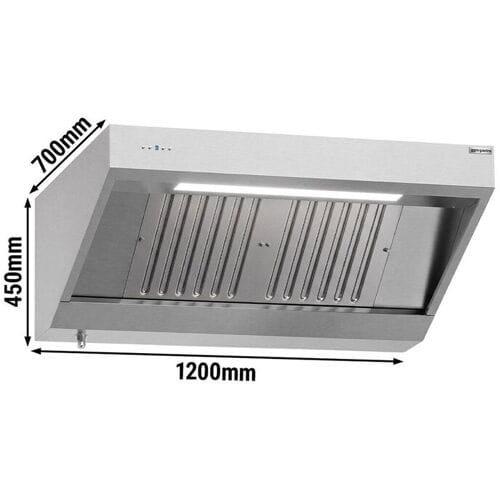 GGM Gastro Wandhaube mit Motor - 1200mm - mit Regler, Filter & Lampe