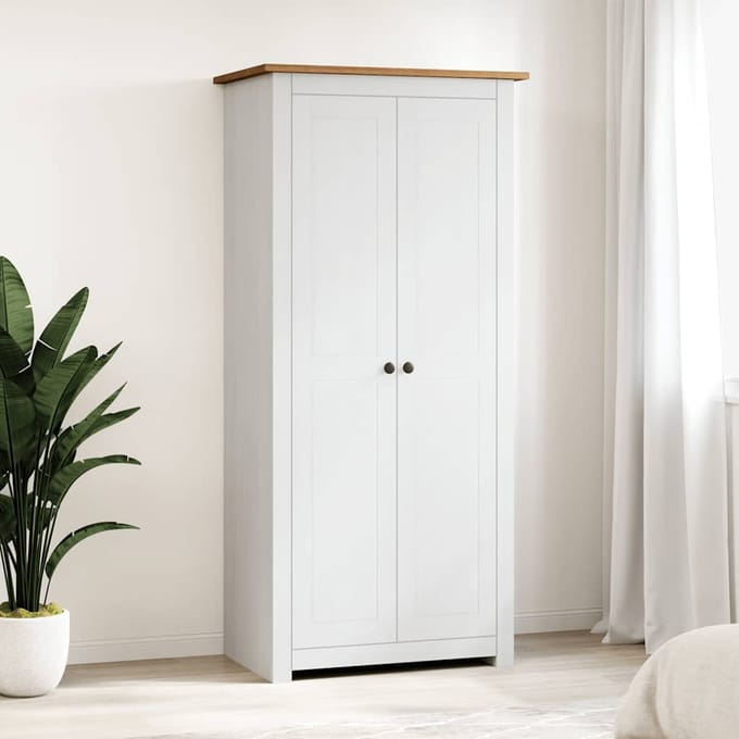 vidaXL - Kledingkast - Panama - Range - 80x50x171,5 - cm - massief - grenenhout - wit