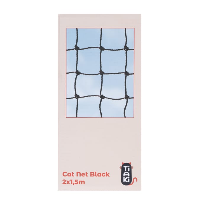 TIAKI kattenveiligheidsnet met draadversterking, zwart 2x1,5m