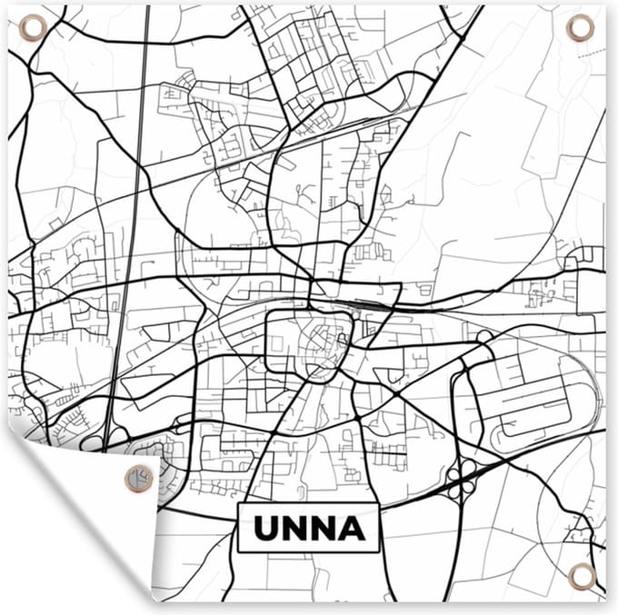 Tuindoek Plattegrond - Unna - Kaart - Stadskaart - 100x100 cm