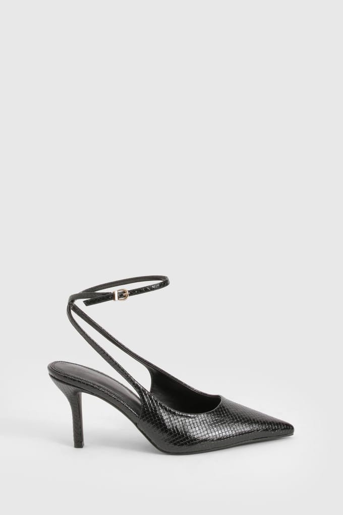boohoo Dames Snake Effect 2-delige courtschoenen | Black | Maat: 8