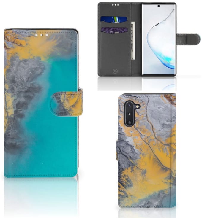 Samsung Galaxy Note 10 Bookcase Marble Blue Gold