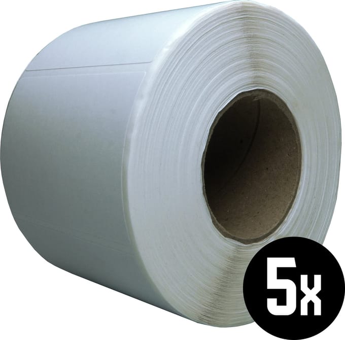 DULA Compatible Zebra Labels 70x50mm - 1000 etiketten per rol - kern 45mm - Wit - Permanent - 5 rollen