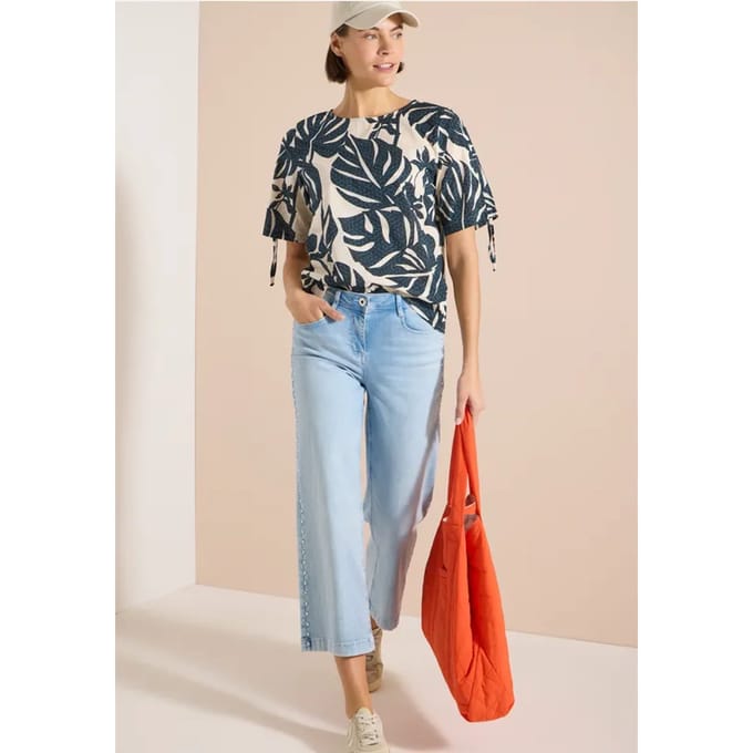 Blouse met ronde hals en rimpels
