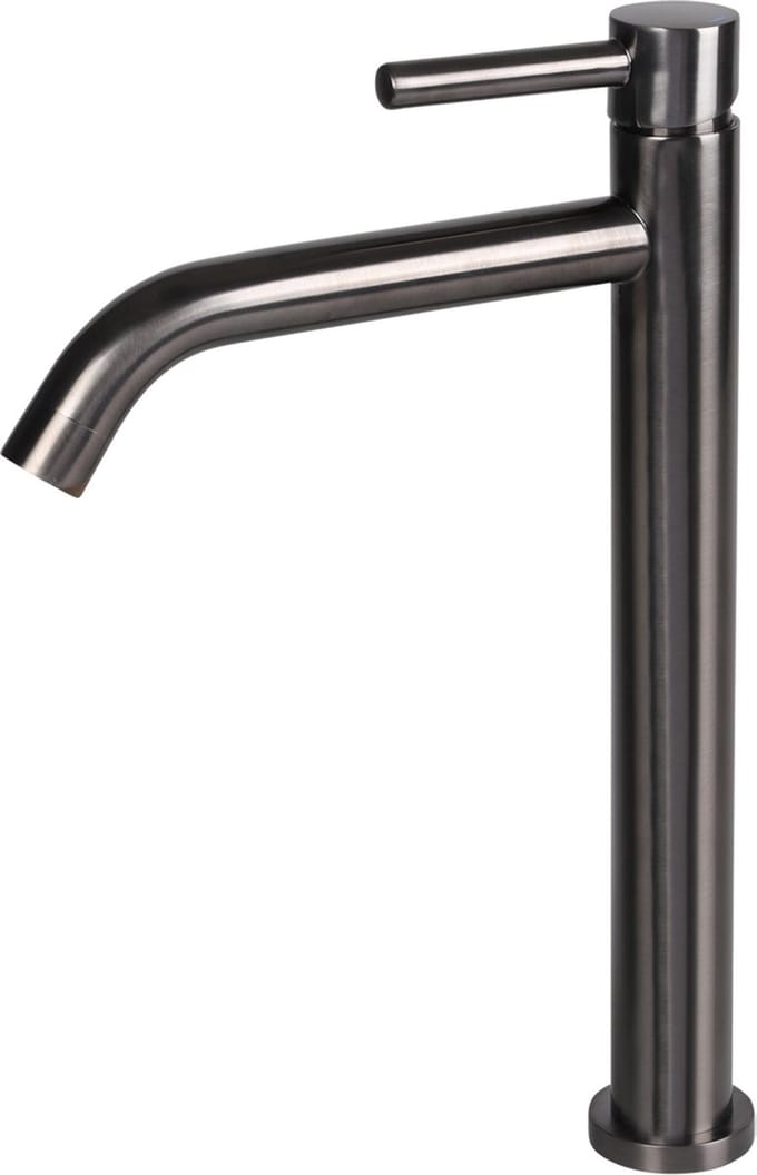 Differnz Wastafelkraan Hoog � Gebogen � Mengkraan Koud en Warm � Gun Metal