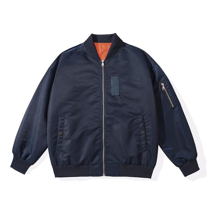 Veste de bombardier à col montant rétro Veste de baseball décontractée ample Printemps et automne 4XL black