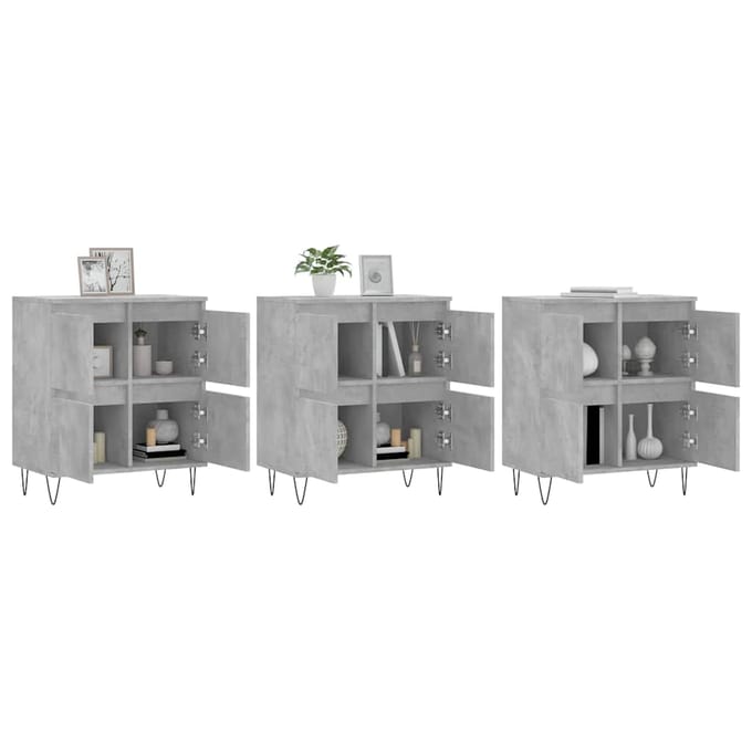vidaXL - Dressoirs - 3 - st - bewerkt - hout - betongrijs