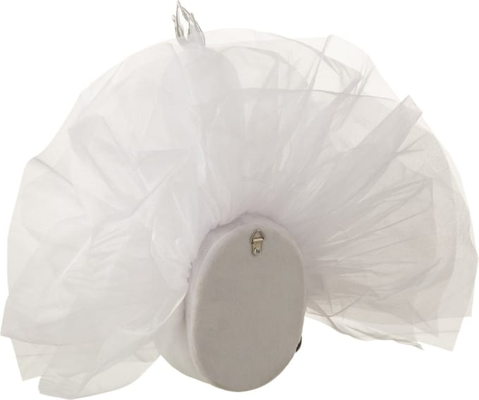J-Line wanddecoratie Zwaan - pluche - wit/zilver