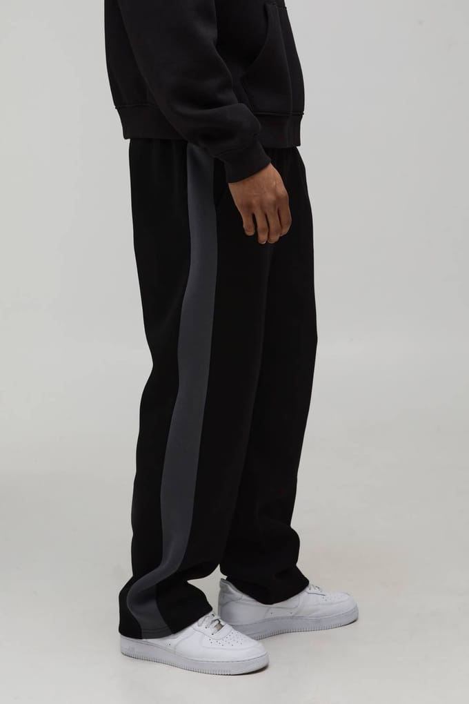 Straight Fit Paneel Joggingbroek | Black | Size Large