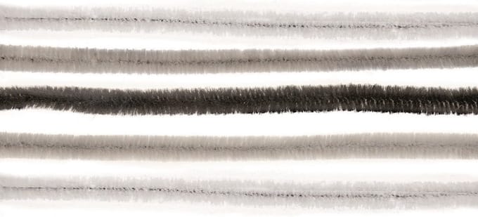 Chenilledraad - 30x - wit/grijs/zwart - 50 cm - hobby/knutsel materialen