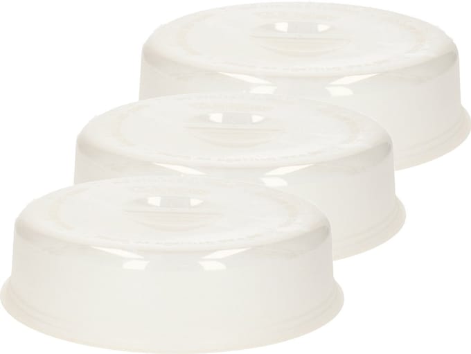 PlasticForte Magnetron deksel - Multipak van 3x stuks - 26 cm - transparant - afdekschaal - magnetronstolp