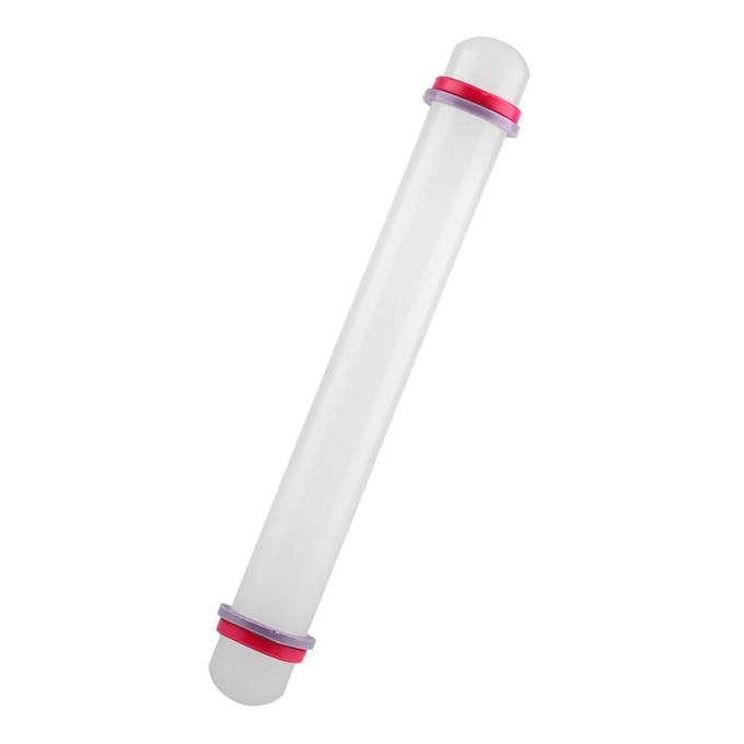 9in Anti-aanbak Plastic Deegroller met Ring Fondant Taart Koekjesdeegroller Bakgereedschap white