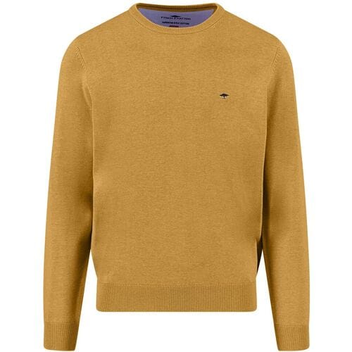 Fynch-Hatton Trui O-Neck Superfine Cotton Uni Color Amber / male