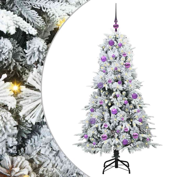 vidaXL - Kunstmatige - Hinged - Kerstboom - met - 150 - LED - Wit - 150 - cm - PE - en - PVC