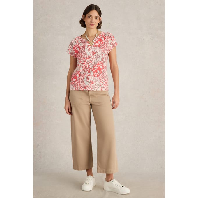 White Stuff Nelly Notch Neck Tee Coral Multi Taglia: 14 | Maglie Sportivi Outlet | Donna | Arancia