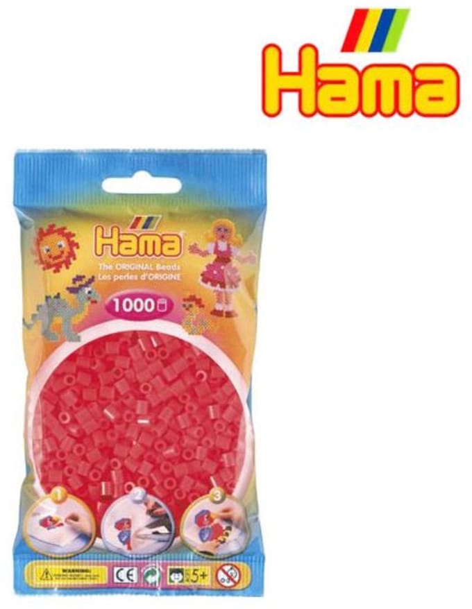 Hama Strijkkralen-Rood Neon (035) 1000 stuks.