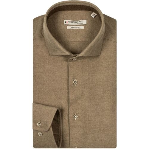 Giordano Overhemd Row Cotton Sustainable Wool Twill Zand / male