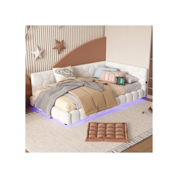 Daybed - MUVOE - 90x200 cm - 16 couleurs LED - Chargeur USB - Montage facile