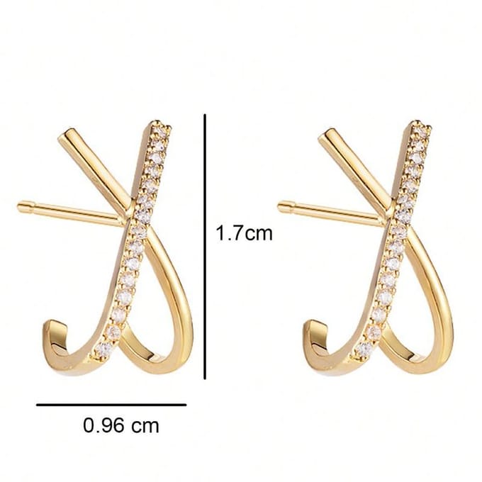 Boucles d'oreilles puces torsadées décorées de strass one-size or