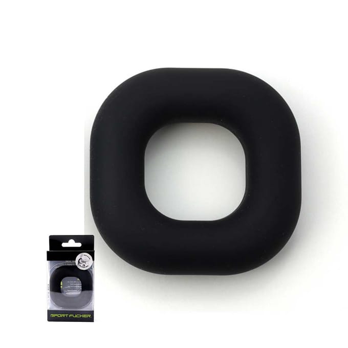Sport Fucker - Big Boner - Elastische Cockring - Liquid Siliconen - Zwart